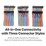 LONELY BINARY 120-Pack Breadboard Jumper Wires 20cm M-M M-F F-F for Arduino